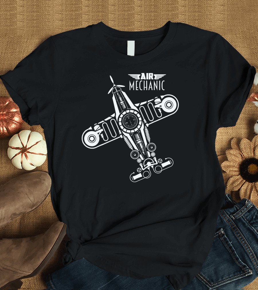 Funny Air Mechanic Aircraft Mec Airplane Blueprint T-Shirt