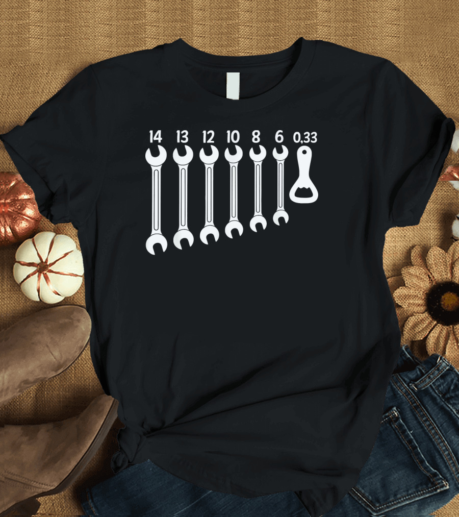 Mechanical Wrench Sizes to Beer Bottle Opener Conversion T-Shirt