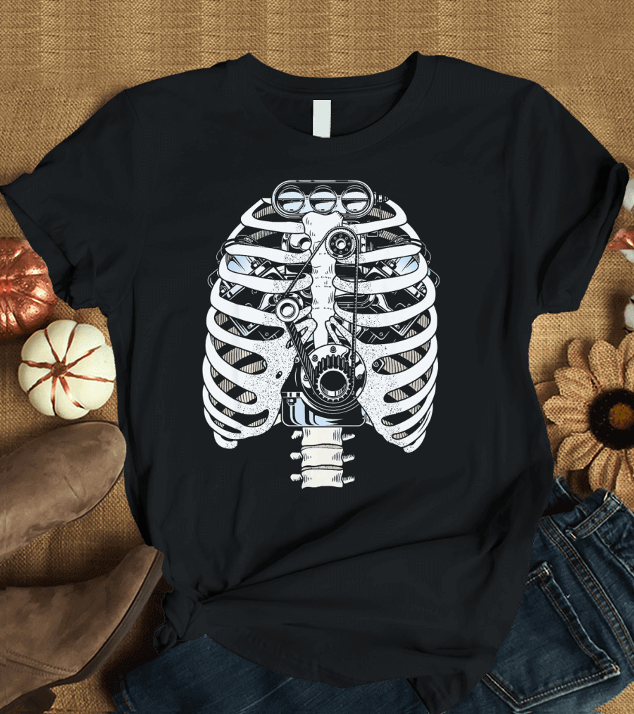 Halloween Skeleton Engine Mechanic Funny Car Engineer Me T-Shirt
