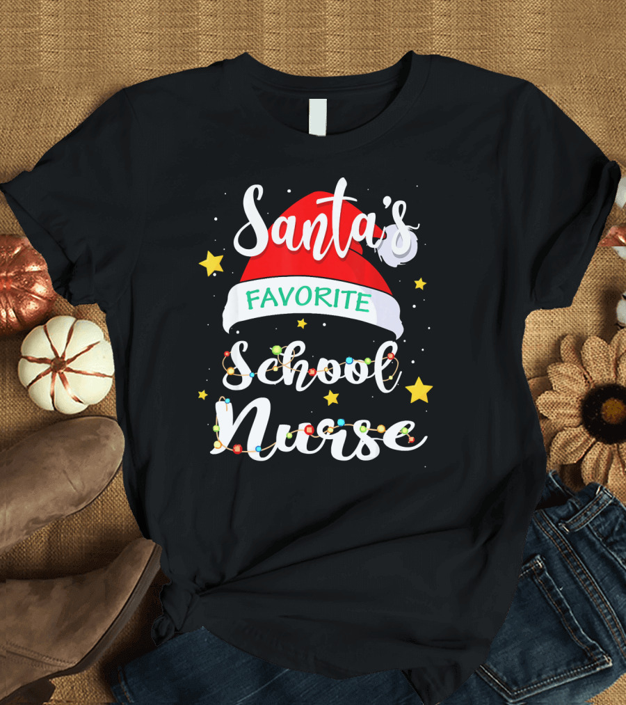 Santa's Favorite School Nurse Xmas Costume T-Shirt