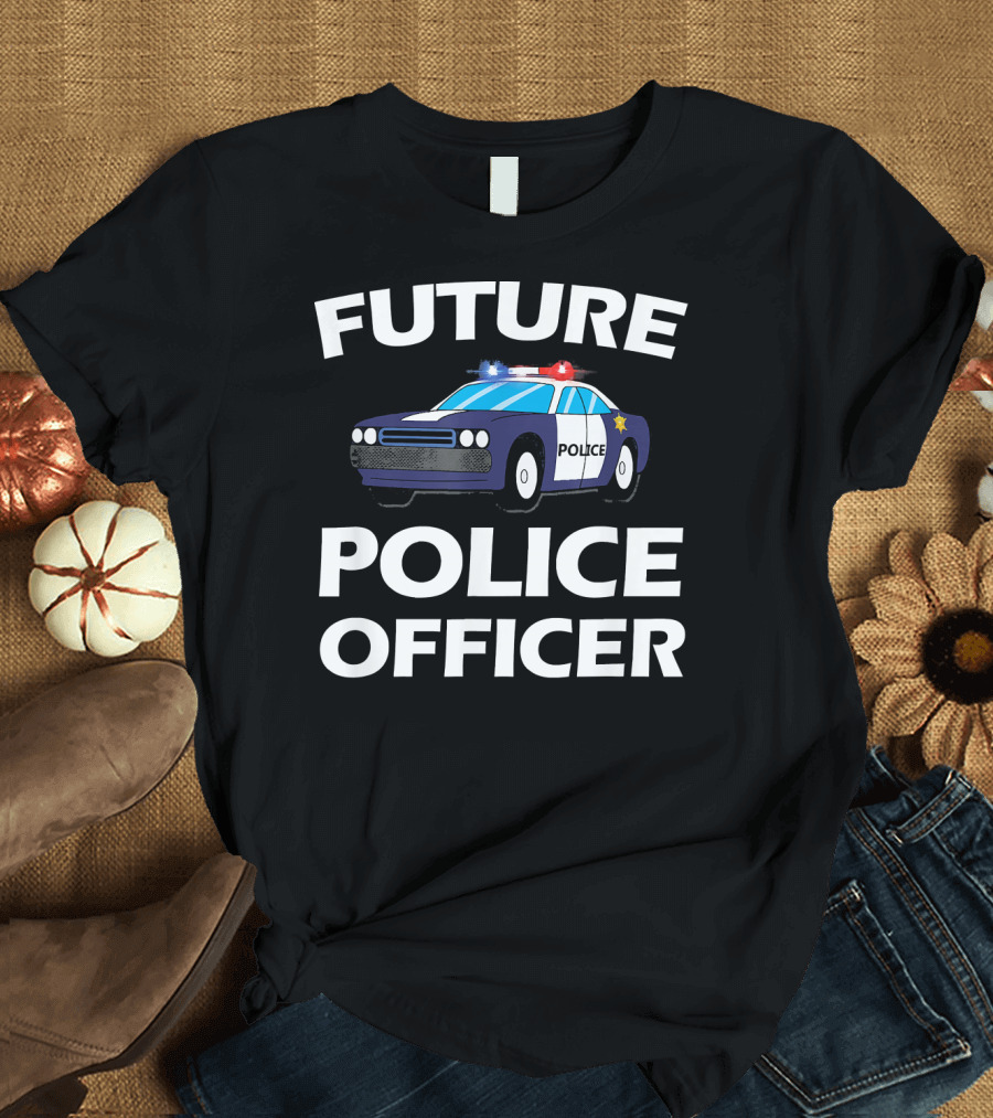 Future Police Officer Youth Child Boy Car T-Shirt