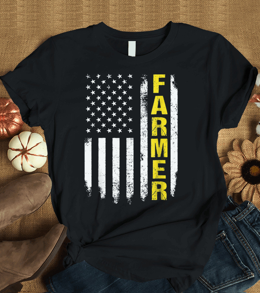 Make Our Farmers Great Again with American Flag Farmer T-Shirt