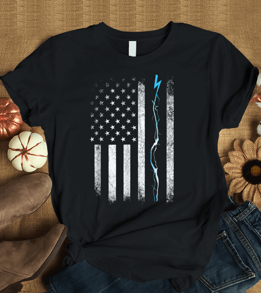Im An Skilled Electrician American Flag Lightning Bolt T-Shirt