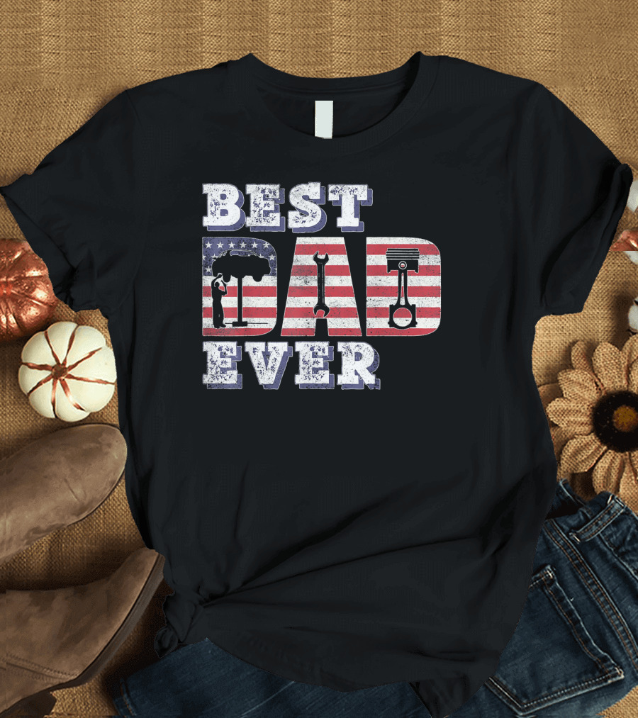 Best Dad Ever American Mechanic Pride T-Shirt