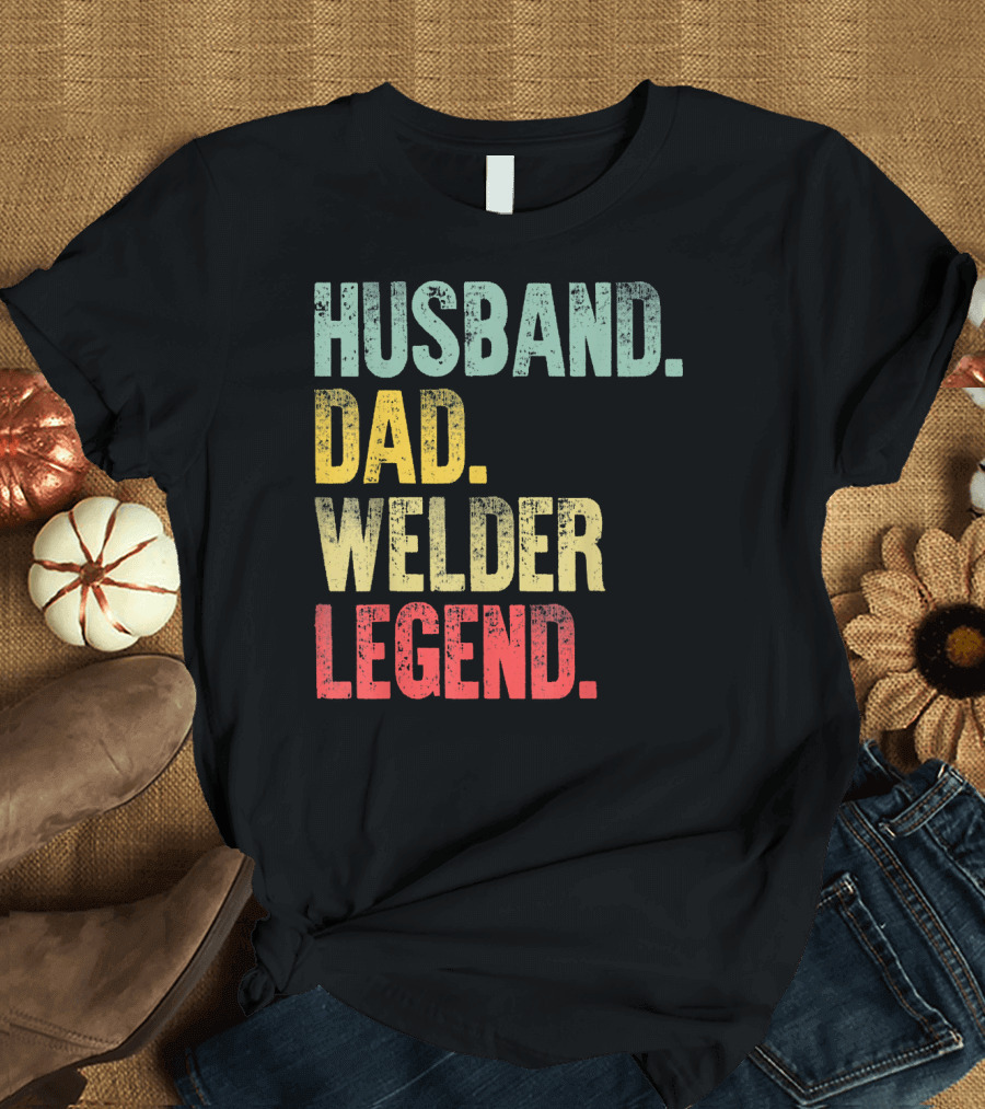 Husband Dad Welder Legend Vintage Funny Mens T-Shirt
