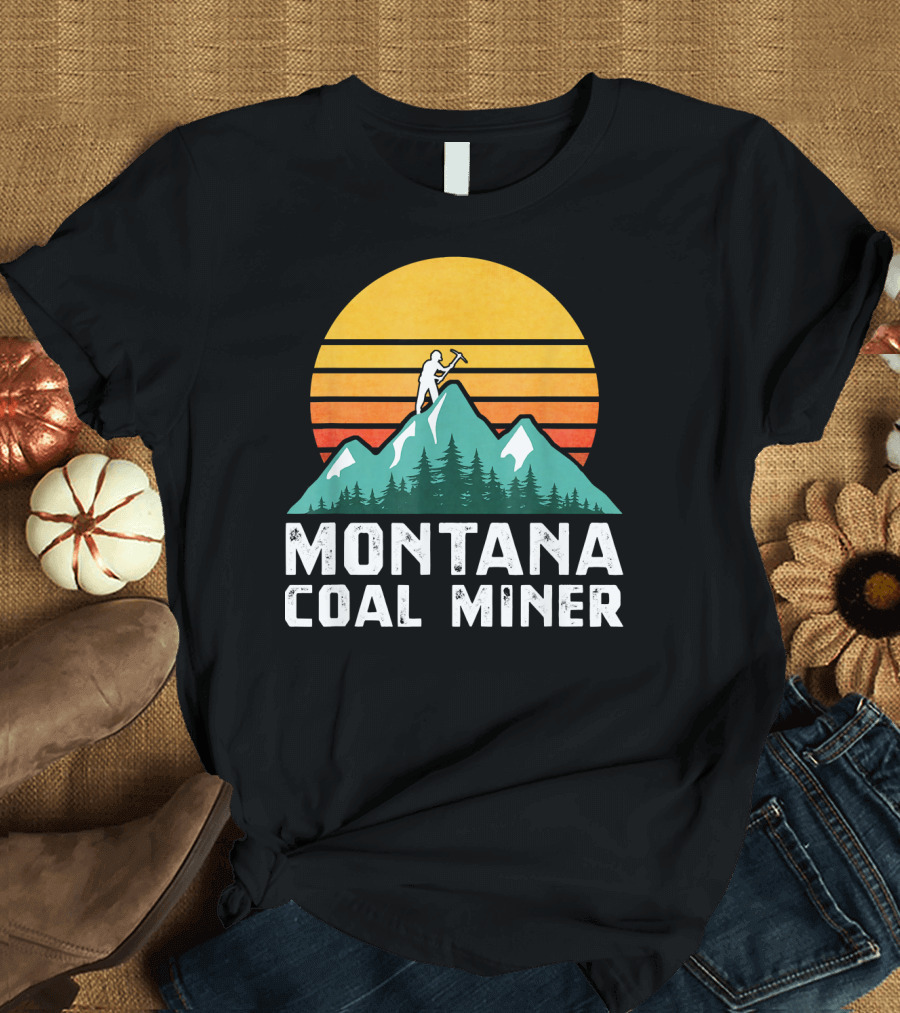 Montana Coal Miner Eighties Vintage Mountain Sunset T-Shirt