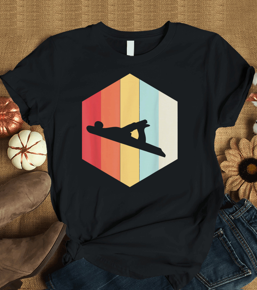Mens Retro Vintage Hand Plane Woodworkin Colorful Hexagon T-Shirt
