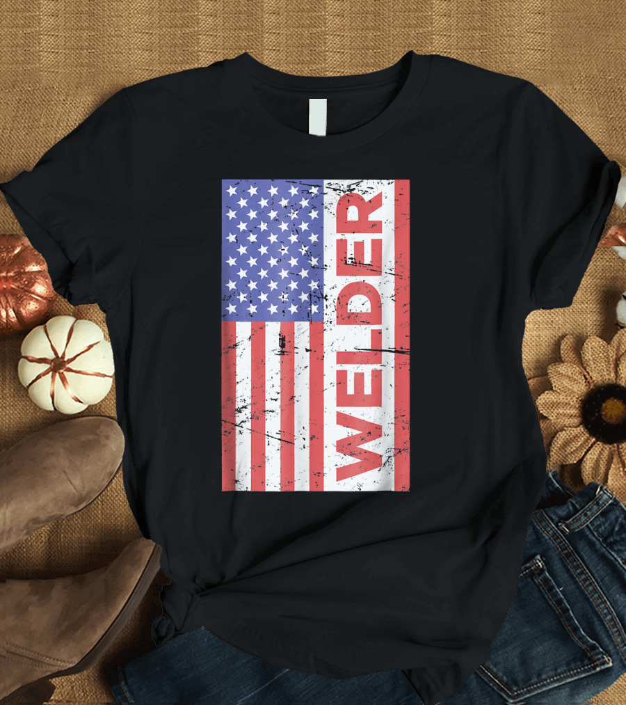 American Flag Welder Patriotic Pride T-Shirt