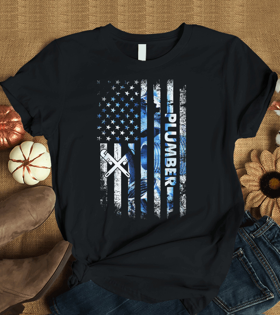 Plumber American Flag Patriot Tools T-Shirt