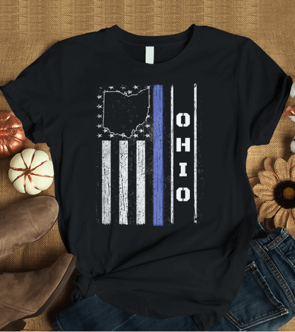 T-Shirt: Ohio Police Week Thin Blue Line Flag T-Shirt Ohio Police Week Thin Blue Line Flag T-Shirt