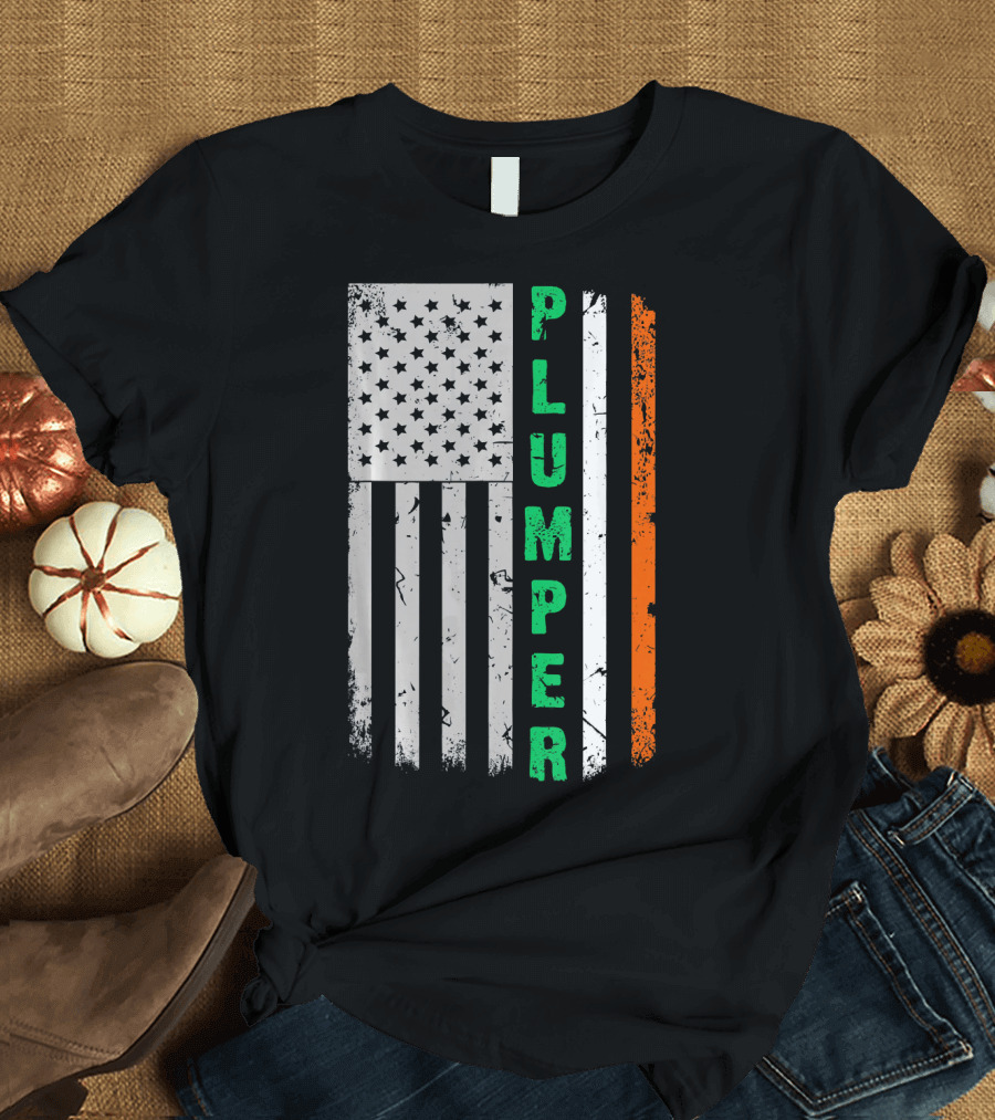 Plumber American Flag Irish Colors St. Patrick's Day T-Shirt