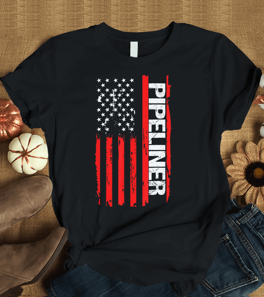 Pipeliner Bold American Flag Welder Pipeline Pride T-Shirt