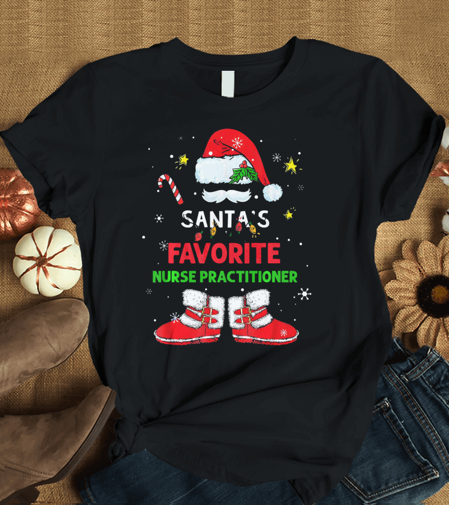 Santa's Favorite Nurse Practitioner Christmas Fun T-Shirt