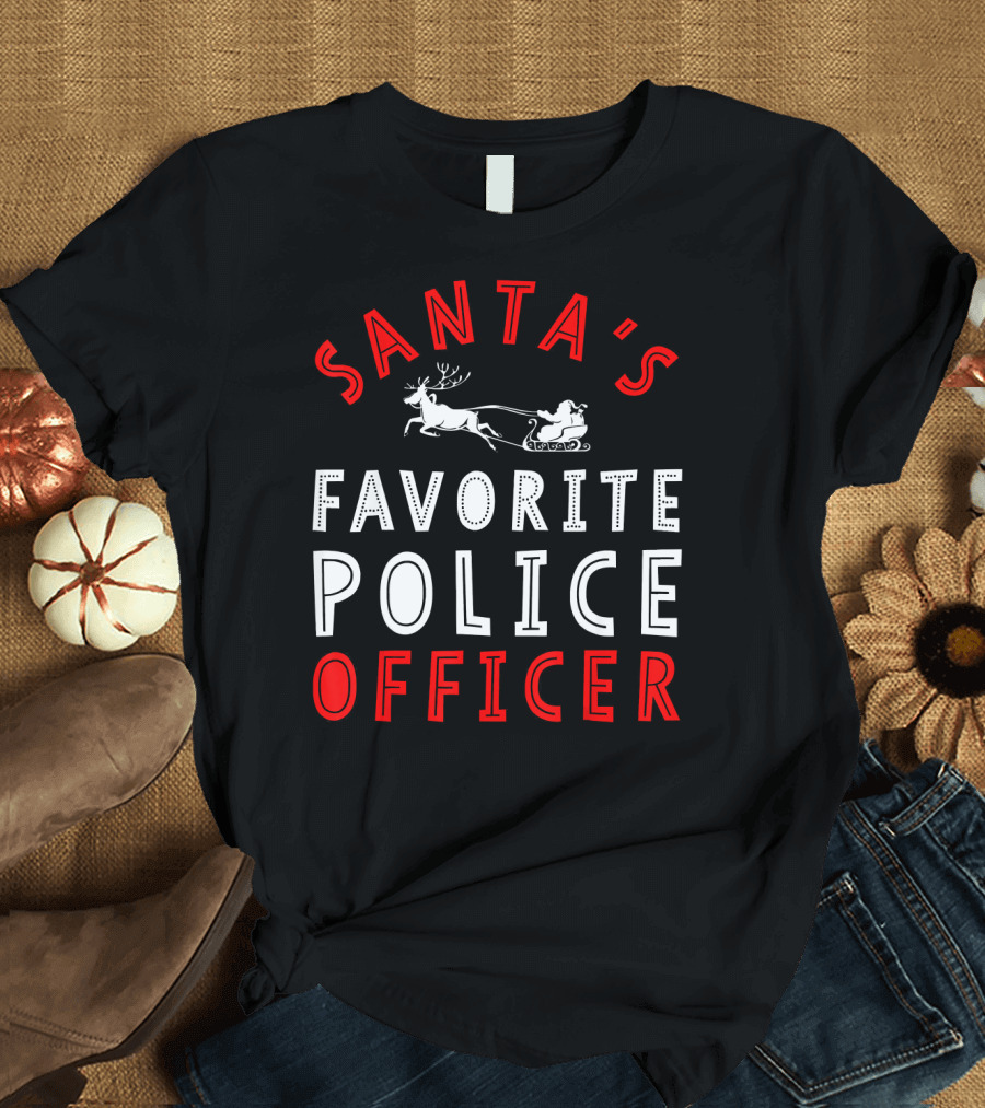 Santa's Favorite Police Officer Christmas Holiday Fun T-Shirt