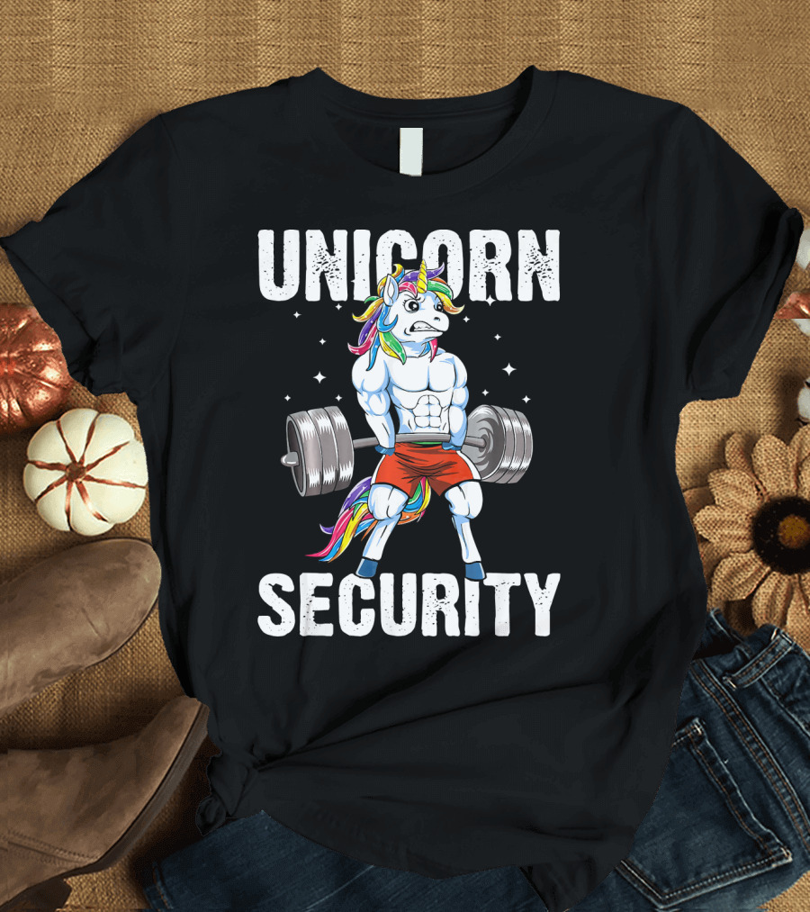 Unicorn Security Funny Costume Weightlifting Police Me T-Shirt