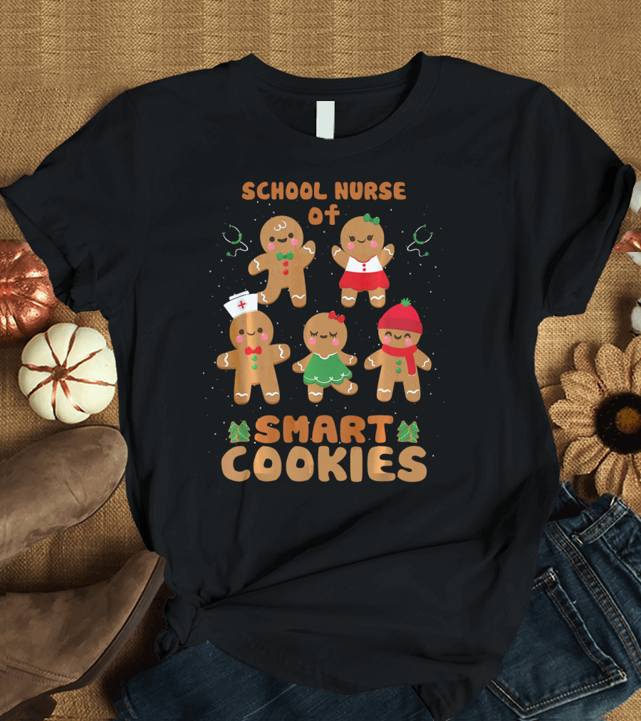 School Nurse of Smart Cookies Gingerbread Holiday Cheer T-Shirt