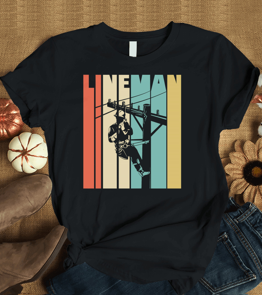 Lineman Retro Style Power Lines Worker Vintage Lineman T-Shirt