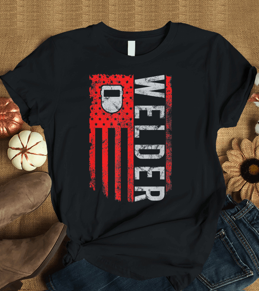 Welder American Patriotic USA Shield T-Shirt