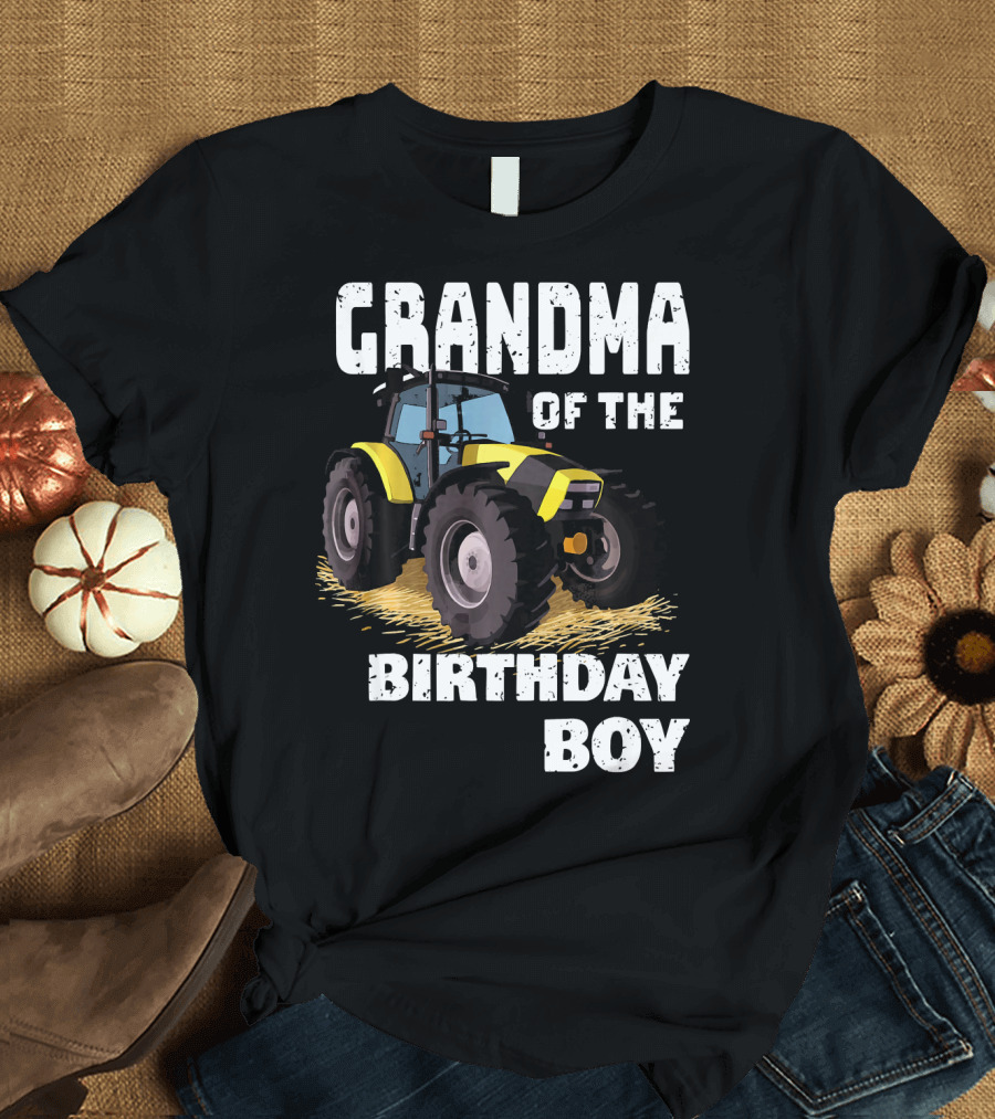 Grandma Of The Birthday Boy Tractor T-Shirt