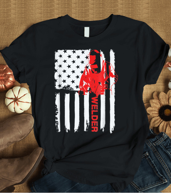 T-Shirt: Welder American Flag USA T-Shirt Welder American Flag USA T-Shirt