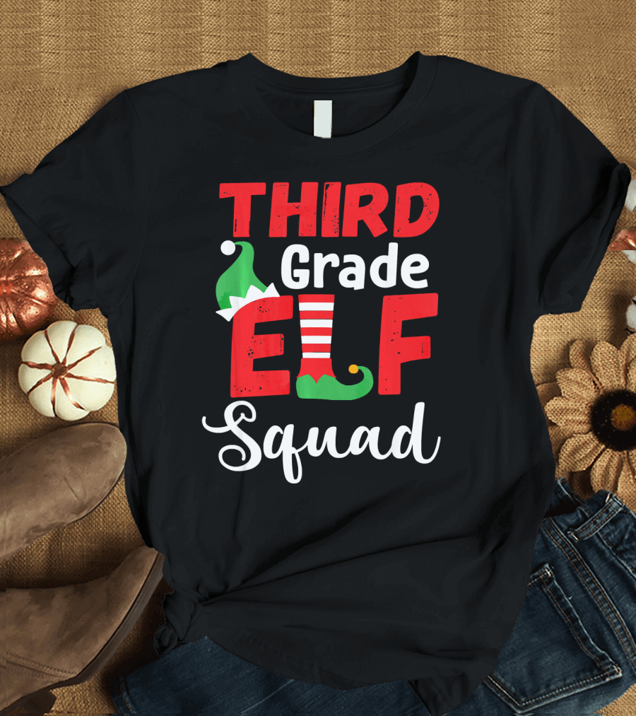 Third Grade Elf Squad Teacher Cute Christmas T-Shirt