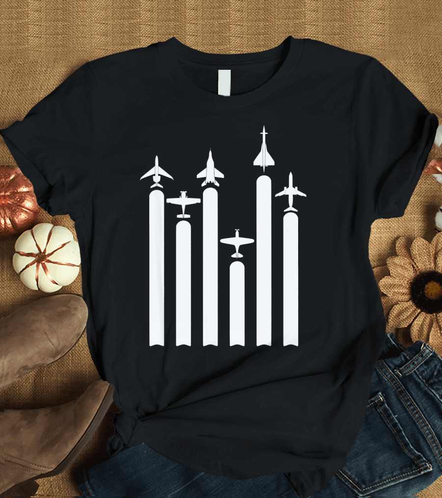 Airplane Pilot Aviation Funny Aircraft Jet Silhouette Collection T-Shirt