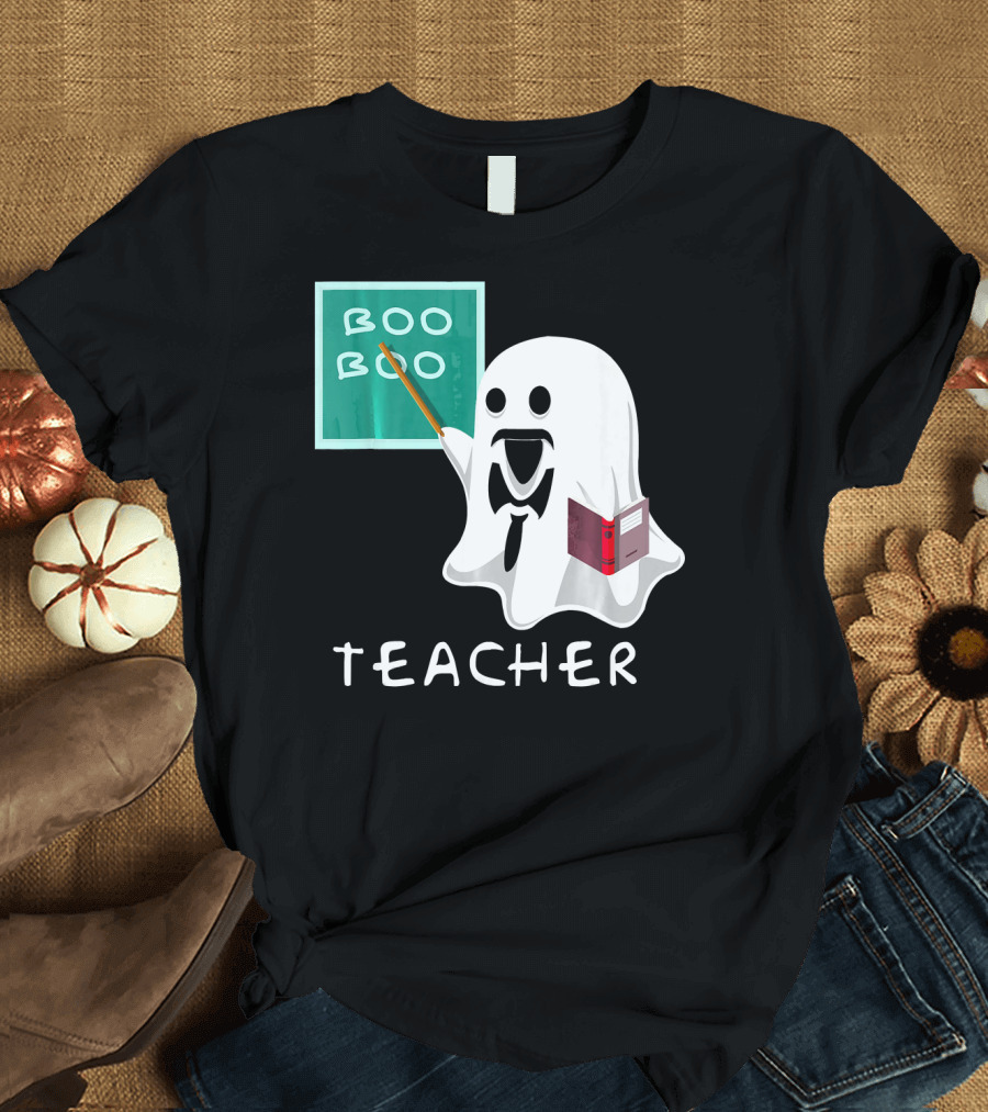Boo Boo Teacher Ghost with Chalkboard and Book T-Shirt