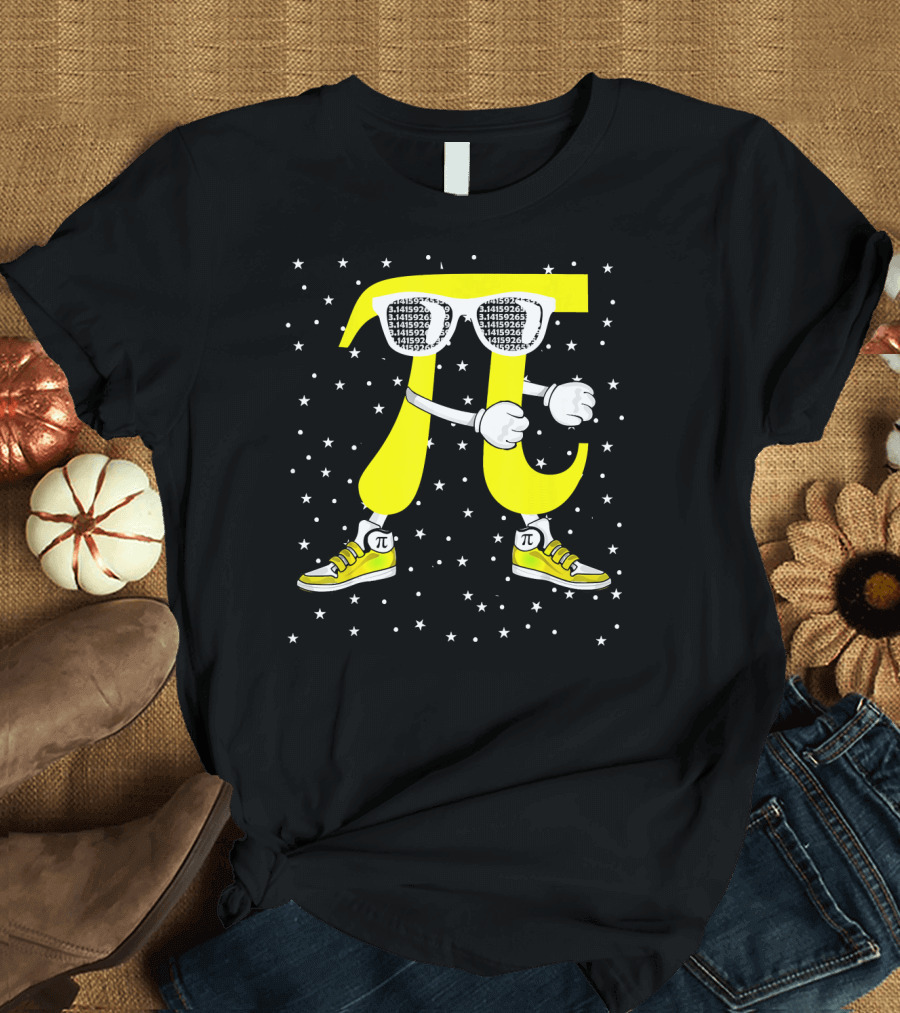 Pi Symbol Floss Dance with Sunglasses and Stars T-Shirt