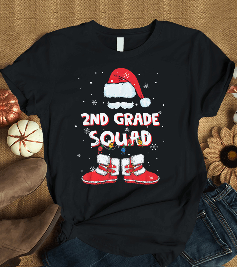 2nd Grade Squad Santa Costume Teach Kids T-Shirt
