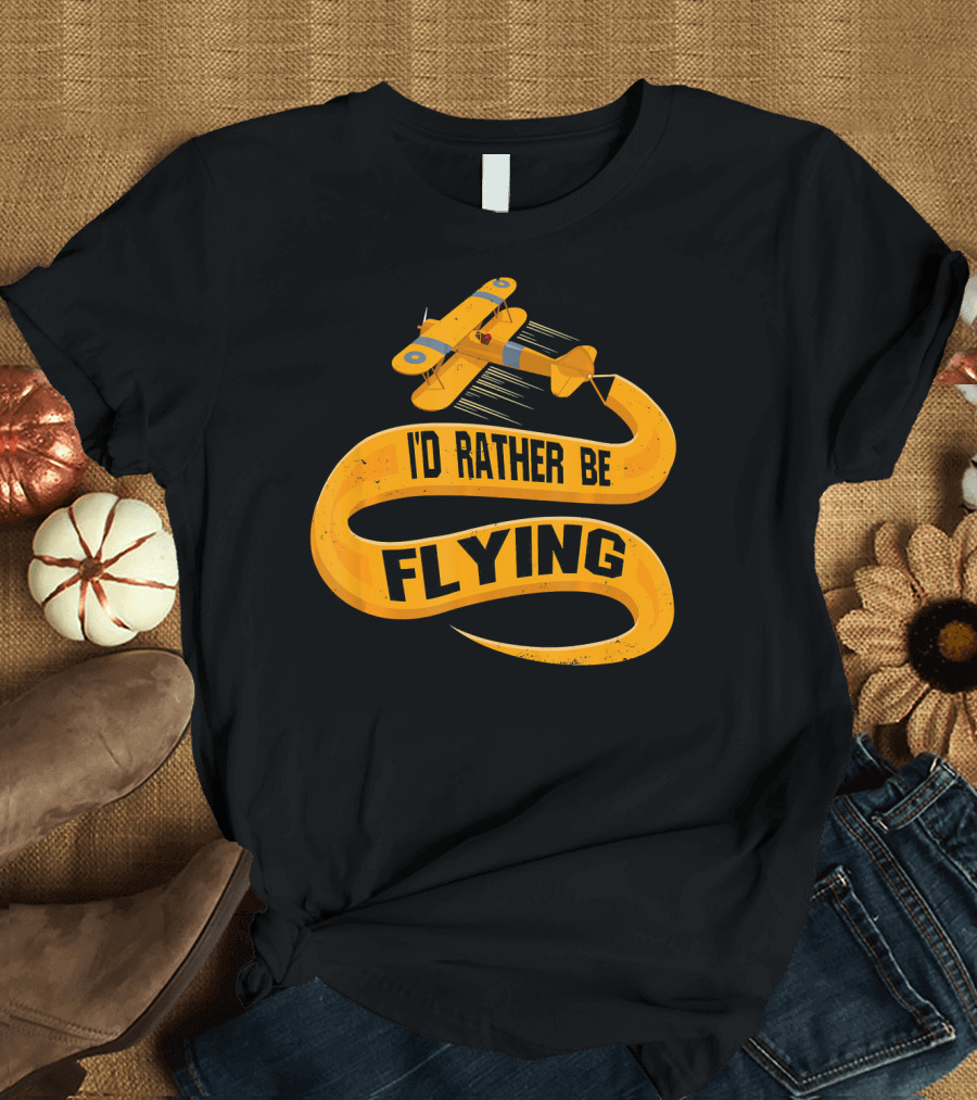 I'd Rather Be Flying Vintage Avia Biplane T-Shirt