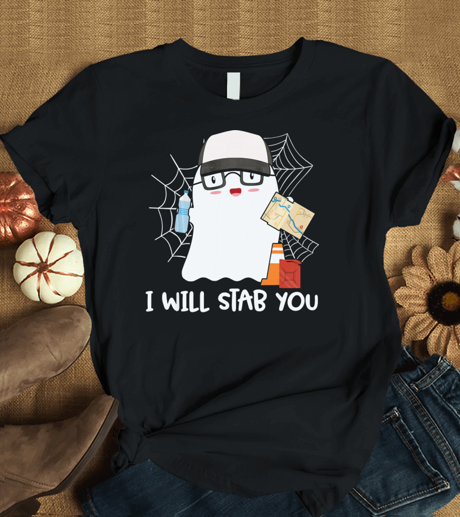 I Will Stab You Ghost Trucker Halloween Map Hat Water Bottle Cone T-Shirt