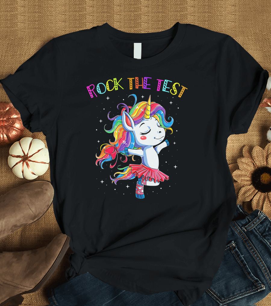 Rock The Test Rainbow Unicorn Ballet T-Shirt