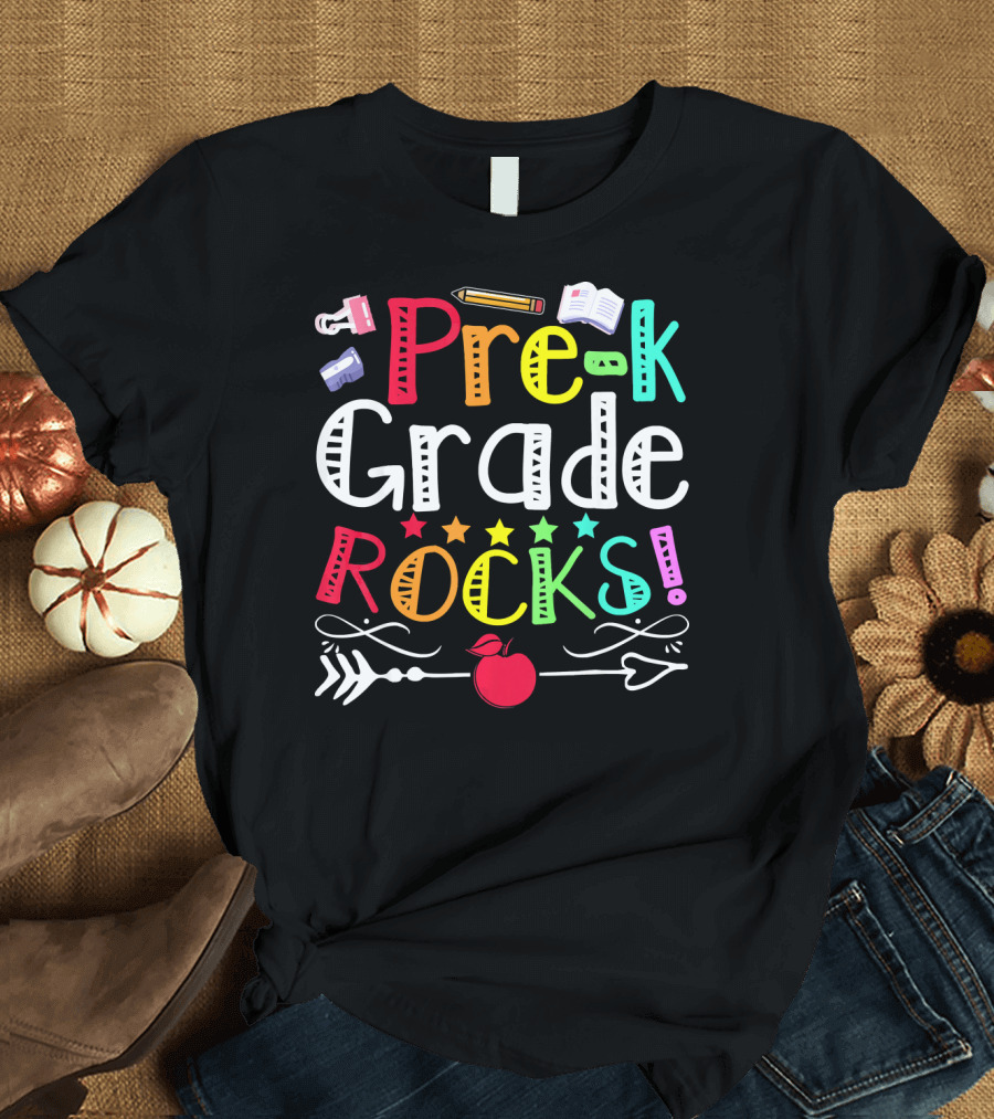 Pre K Grade Rocks Back to School Kids Boy T-Shirt