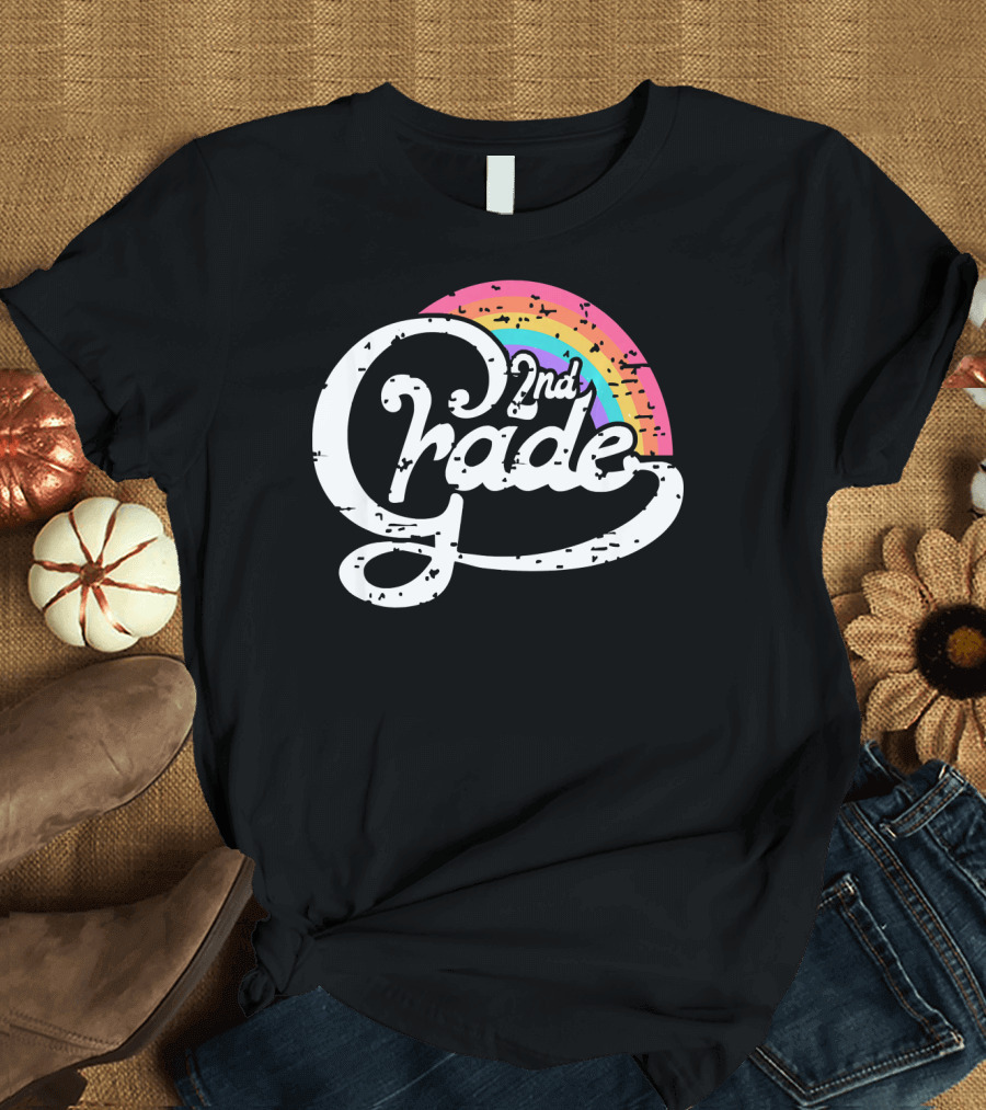 Second Grade 2nd Grade Rainbow Girls Teacher T-Shirt