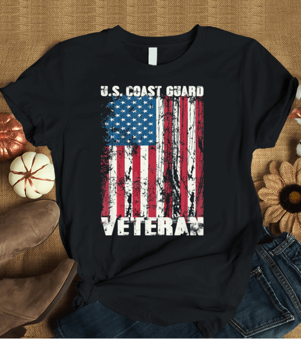 T-Shirt: U.S. Coast Guard Veteran American Flag USCG T-Shirt U.S. Coast Guard Veteran American Flag USCG T-Shirt