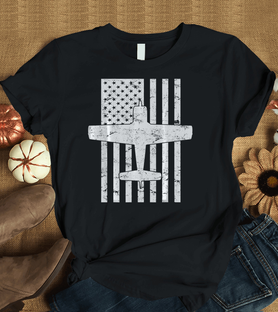T 28 Trojan Airplane American Flag Patriotic T-Shirt