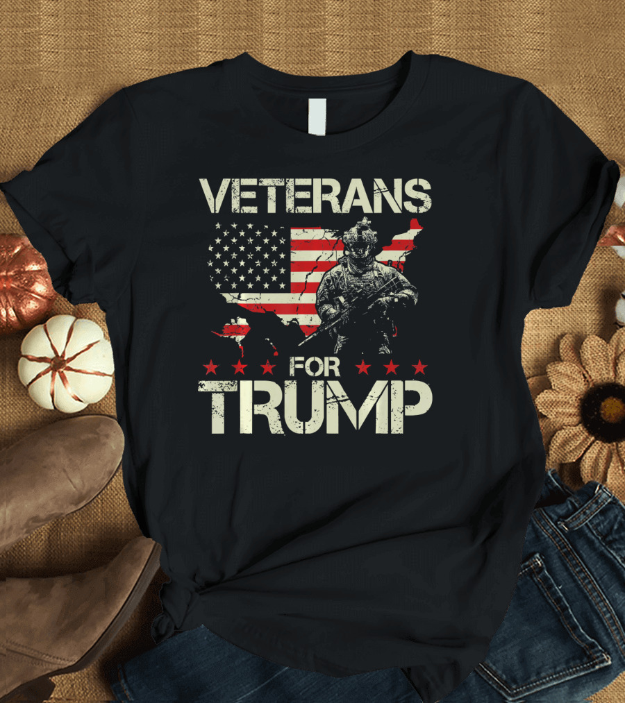 Veterans For Trump American Flag Military Veteran USA T-Shirt