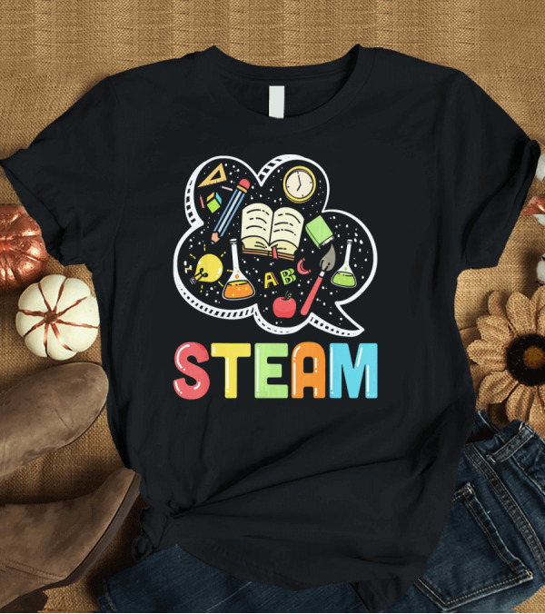 T-Shirt: STEAM Teacher and Student Back to School Science Art Math Icons T-Shirt STEAM Teacher and Student Back to School Science Art Math Icons T-Shirt