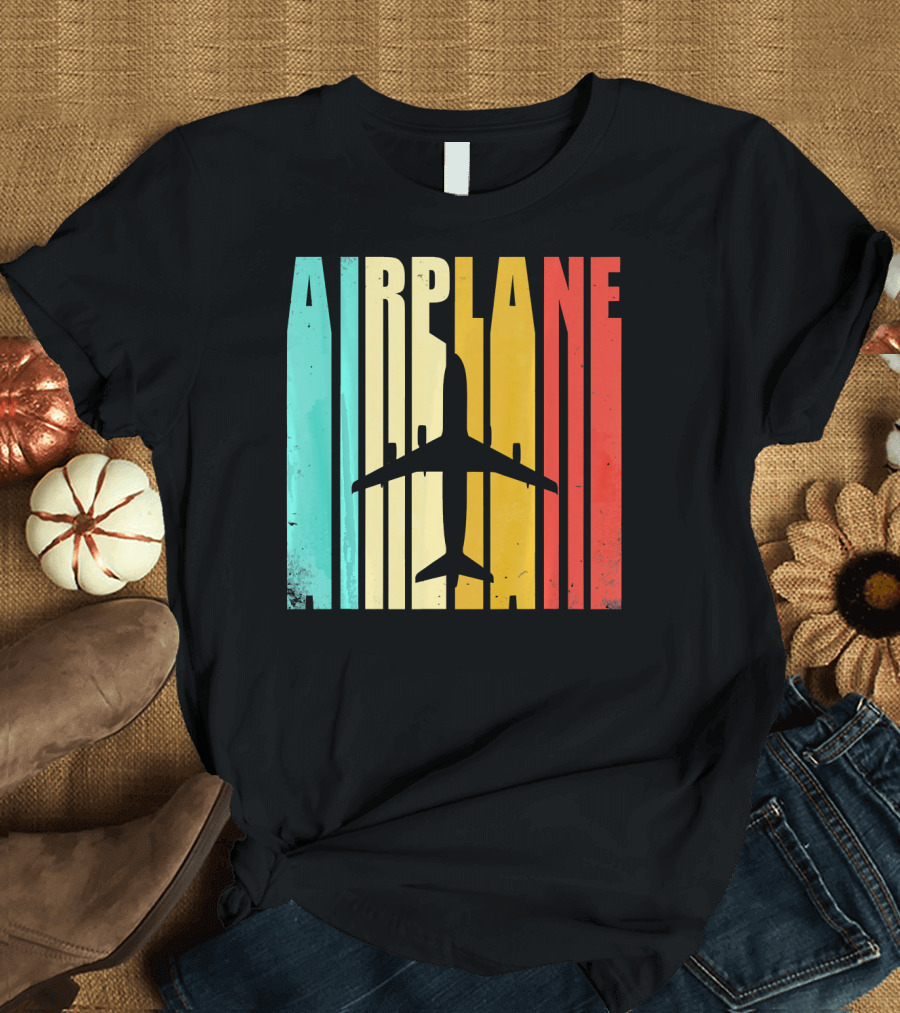 Airplane Vintage Silhouette Retro Colors T-Shirt