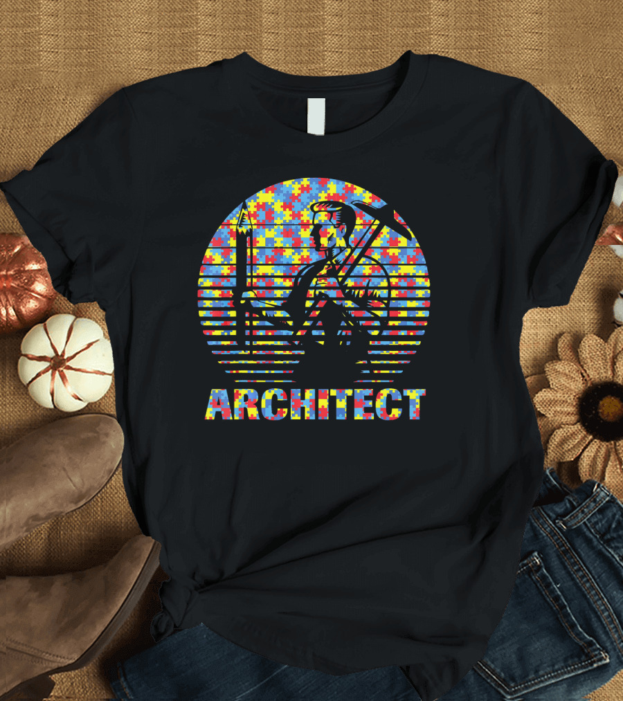 Architect Puzzle Pattern Autism Strong T-Shirt