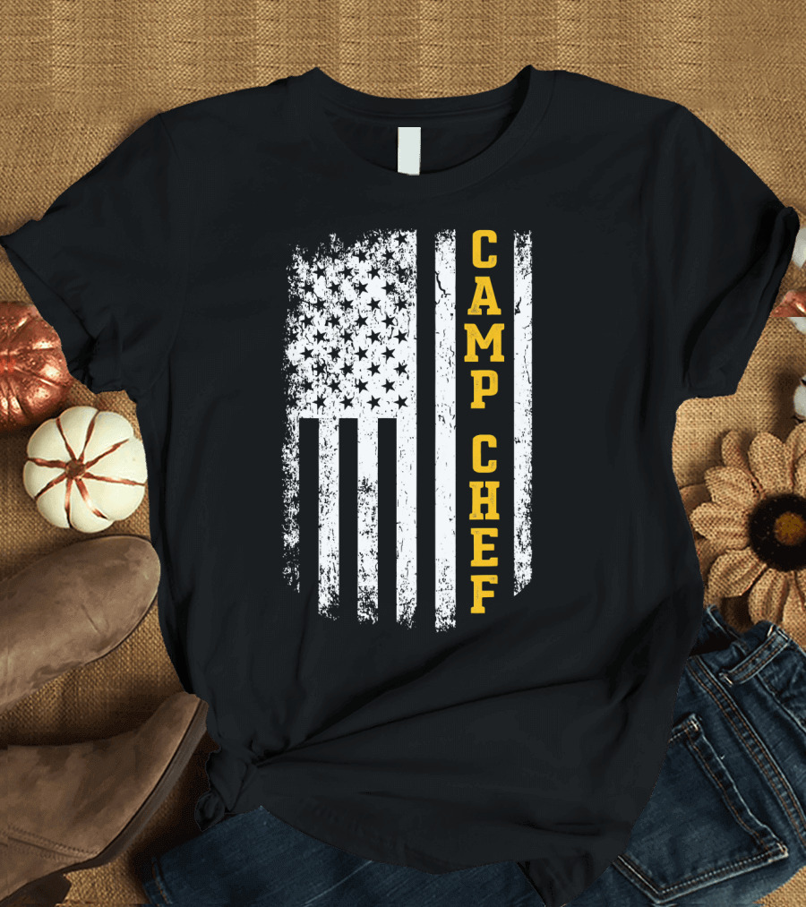 Camp Chef USA Flag Camper Rustic Style Patriotic T-Shirt