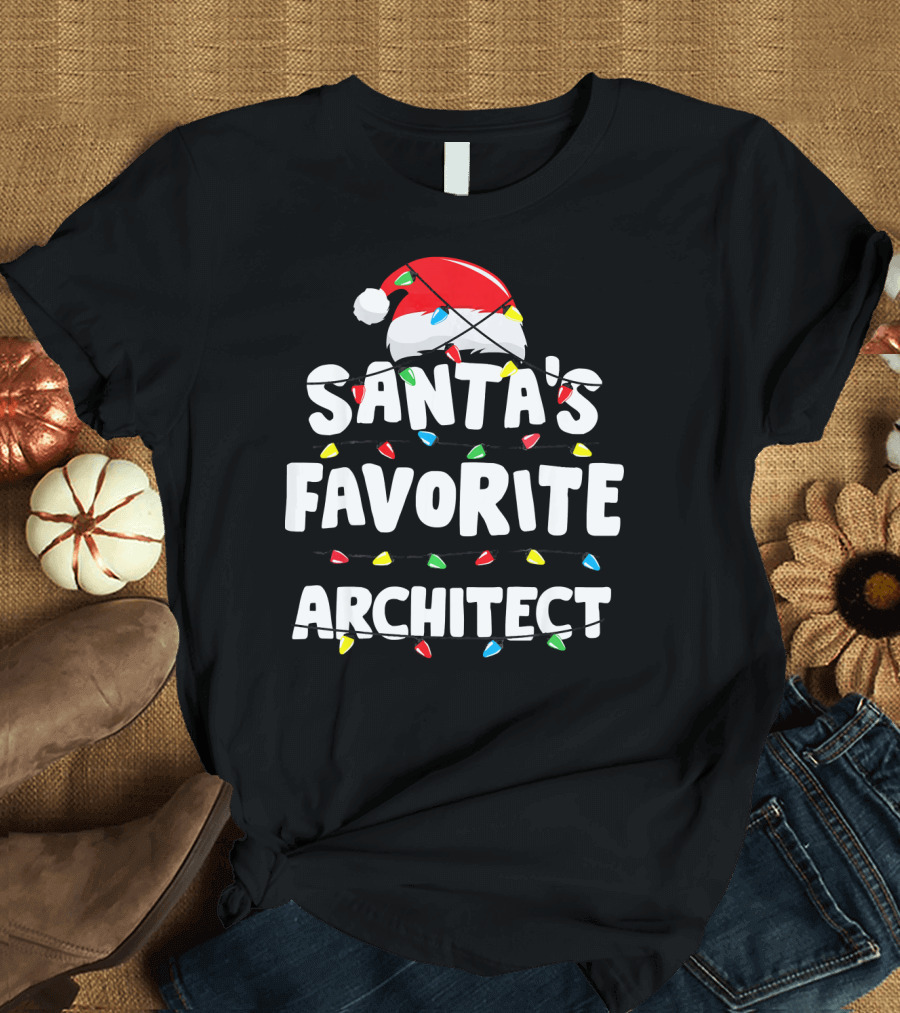 Santa's Favorite Architect Christmas Lights T-Shirt