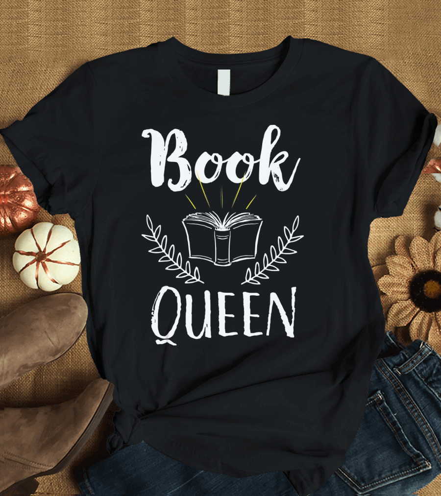 Book Queen Introvert Book Lover Libraria Open Book With Leaves T-Shirt
