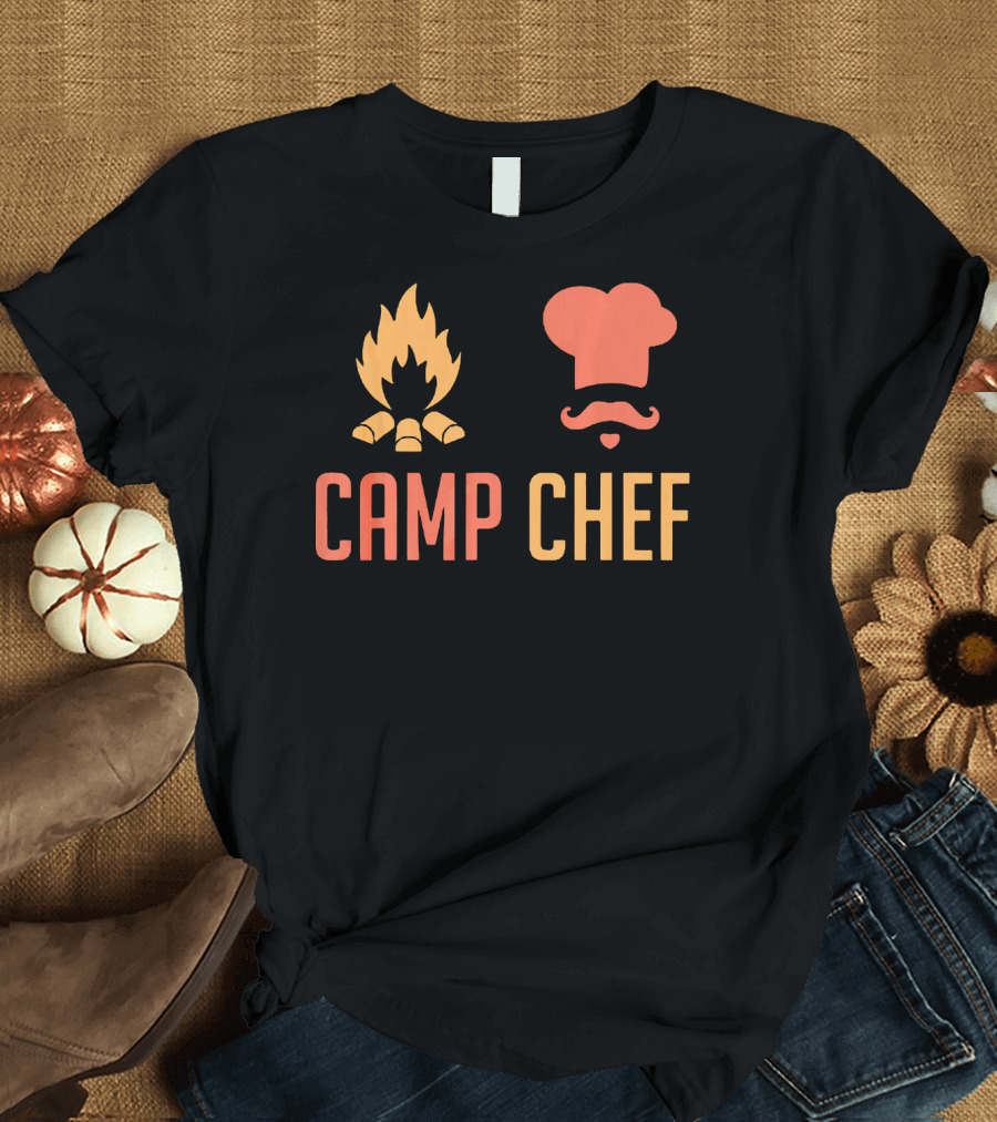 Campfire Hat Chef Mustache Camp Chef T-Shirt