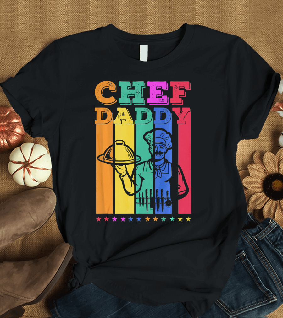 Chef Daddy Cooking Tools USA Rainbow Stars T-Shirt