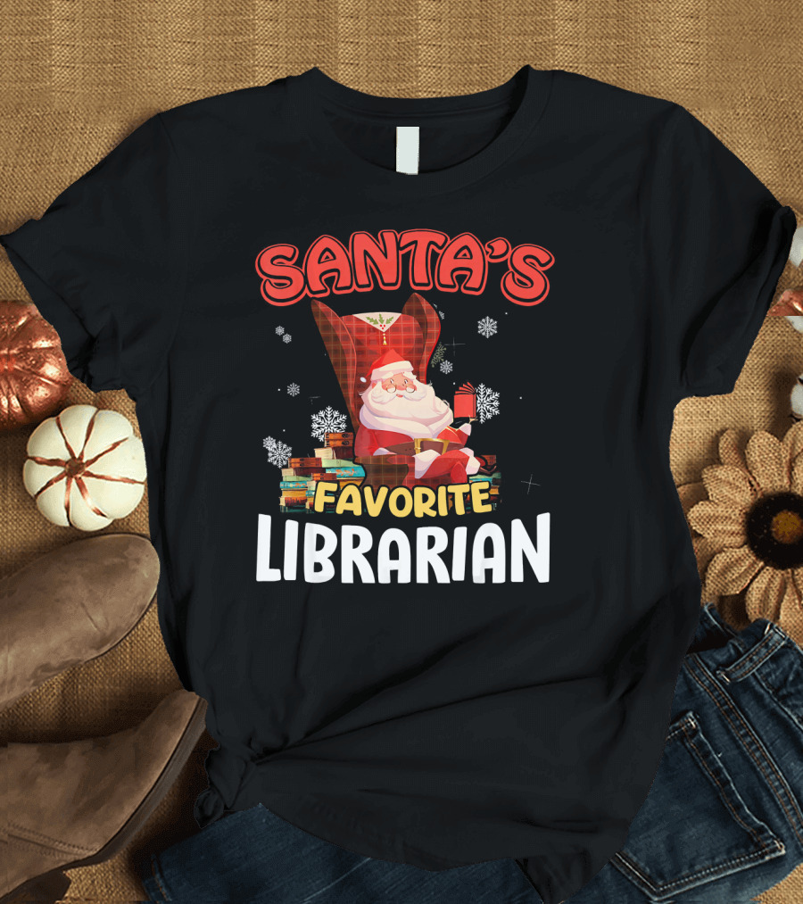 Santa's Favorite Librarian Christmas Holiday Xmas T-Shirt