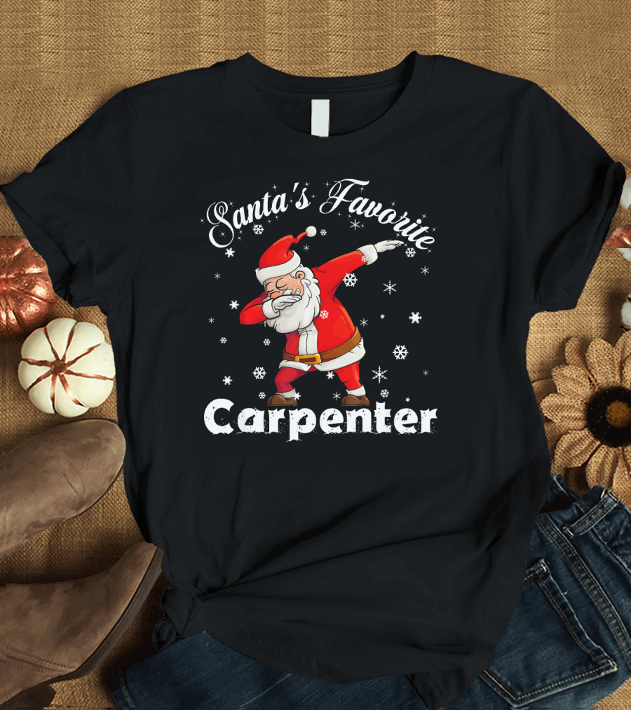 Santa's Favorite Carpenter Dabbing Funny Christmas T-Shirt
