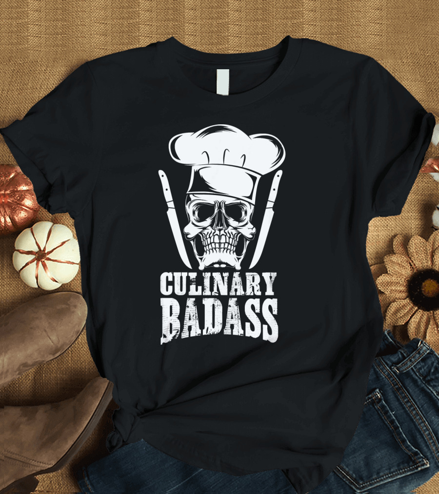 Culinary Badass Chef Skull with Knives T-Shirt
