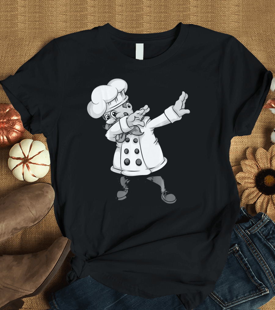 Cute Dabbing Chef Funny Dab Dance Pastr Chef Hat Cartoon T-Shirt