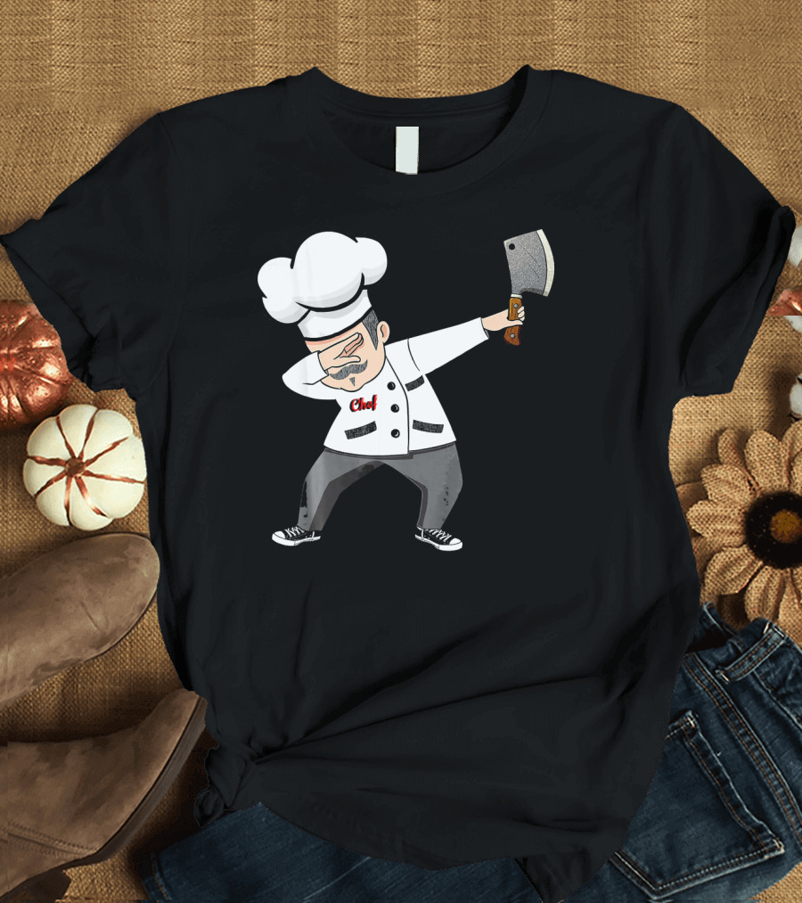 Funny Dabbing Chef With Cleaver Culinary Dab Chef T-Shirt
